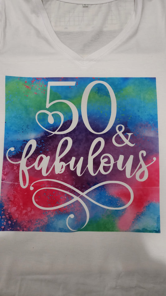 Infusible ink t-shirt size Large 50 and fabulous