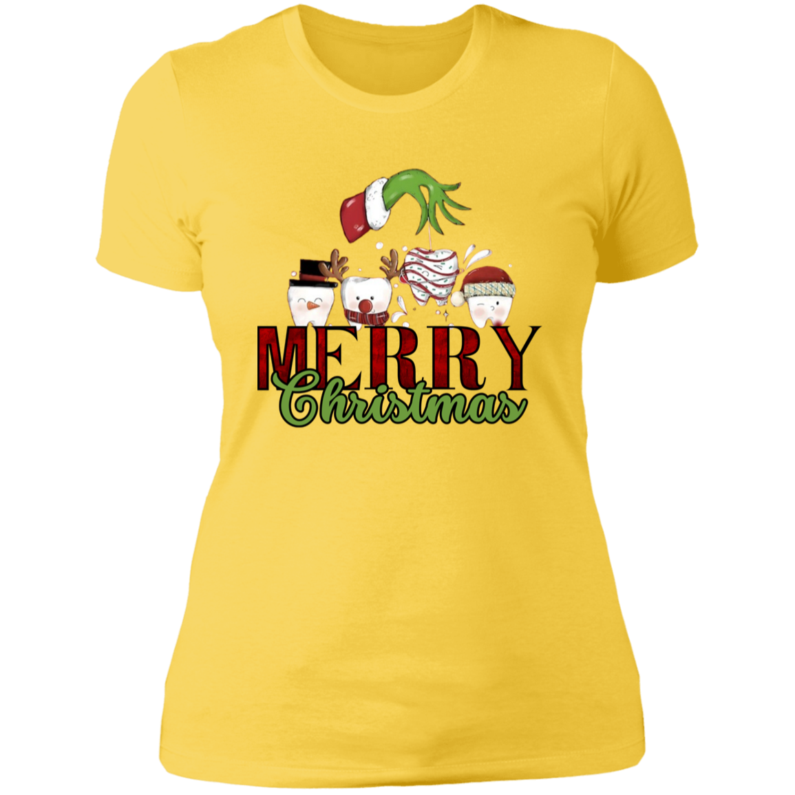 Comfort Colors Christmas Teeth Shirt -Cute Dental Gift for Dentist - Holiday Tee with Dental Squad Design Ladies' Boyfriend T-Shirt