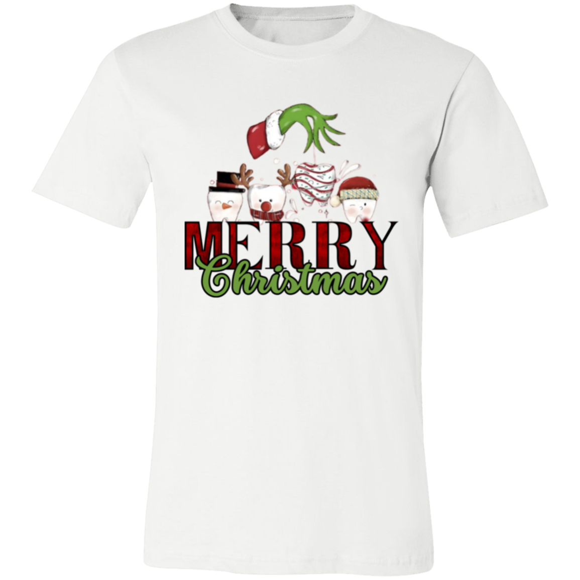 Comfort Colors Christmas Teeth Shirt - Cute Dental Gift for Dentist - Holiday Tee w/ Dental Squad Design Unisex Jersey Short-Sleeve T-Shirt