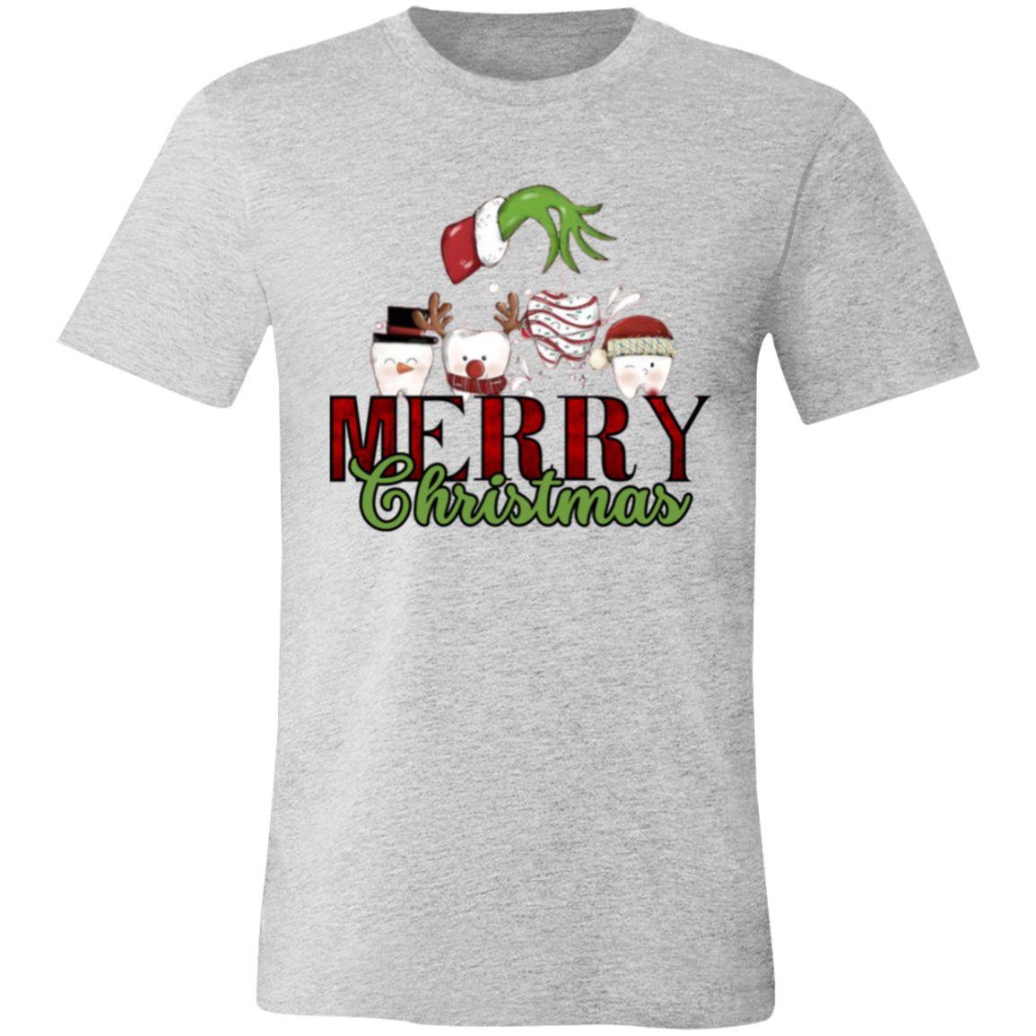 Comfort Colors Christmas Teeth Shirt - Cute Dental Gift for Dentist - Holiday Tee w/ Dental Squad Design Unisex Jersey Short-Sleeve T-Shirt